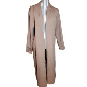 Max Sport Knit Long Cardigan Duster  Size L‎ Light Mauve Color Stretch Pockets